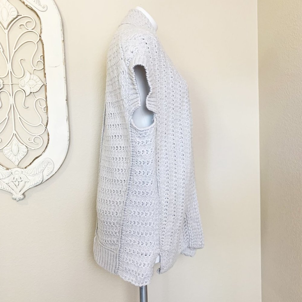 Inhabit | Light Gray Wool Blend Short Sleeve Open Cardigan Sweater | Size: 79 - Picture 5 of 8